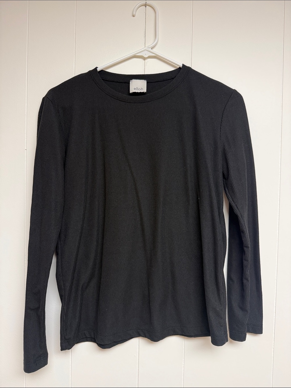 Black Long Sleeve Ribbed Tee